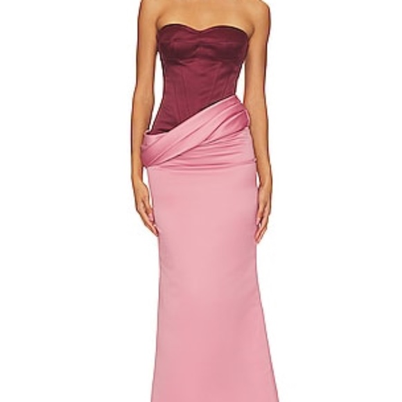 Nafsika Skourti The Two-tone Undressed Gown in Wine & Rose - Picture 2 of 11